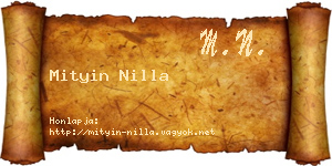 Mityin Nilla névjegykártya